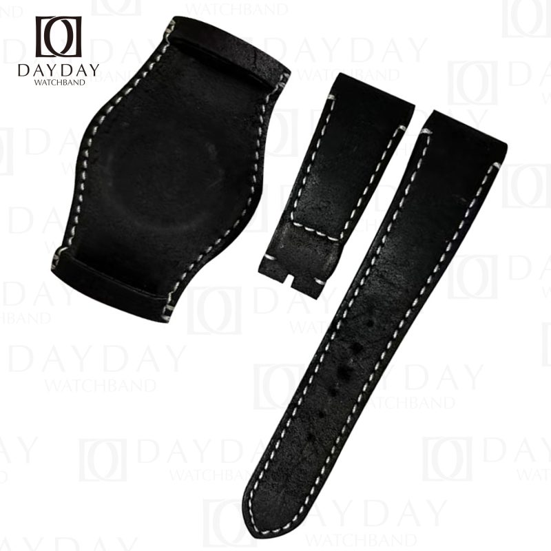 Custom handmade black suede leather watchbands for Tudor Bund straps (3)