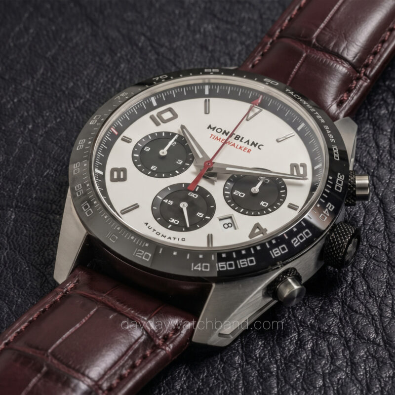 Custom handmade brown alligator strap for Montblanc TimeWalker