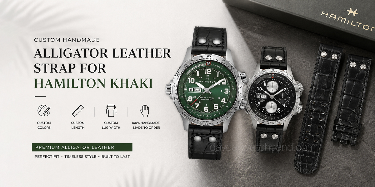 Custom handmade leather watch straps for hamilton khaki