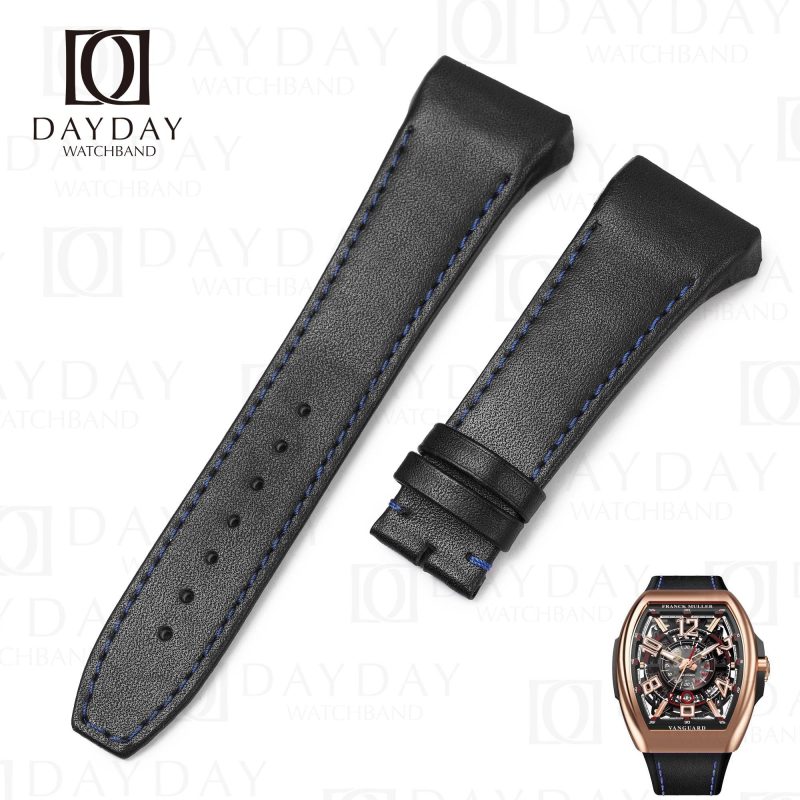 Bespoke handmade Franck Muller Vanguard V32 V41 sc dt V45 s6 sqt nr br nr change replacement leather watch band aftermarket