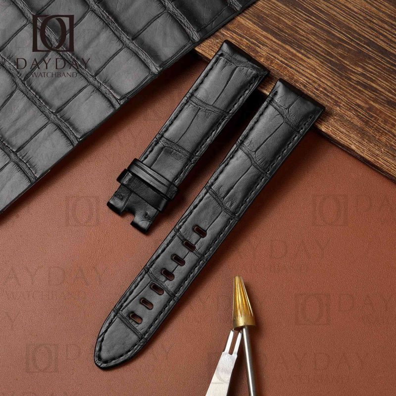 Free Custom black alligator leather Montblanc Timewalker strap 20mm 22mm for Genuine Montblanc TimeWalker, Star Legacy