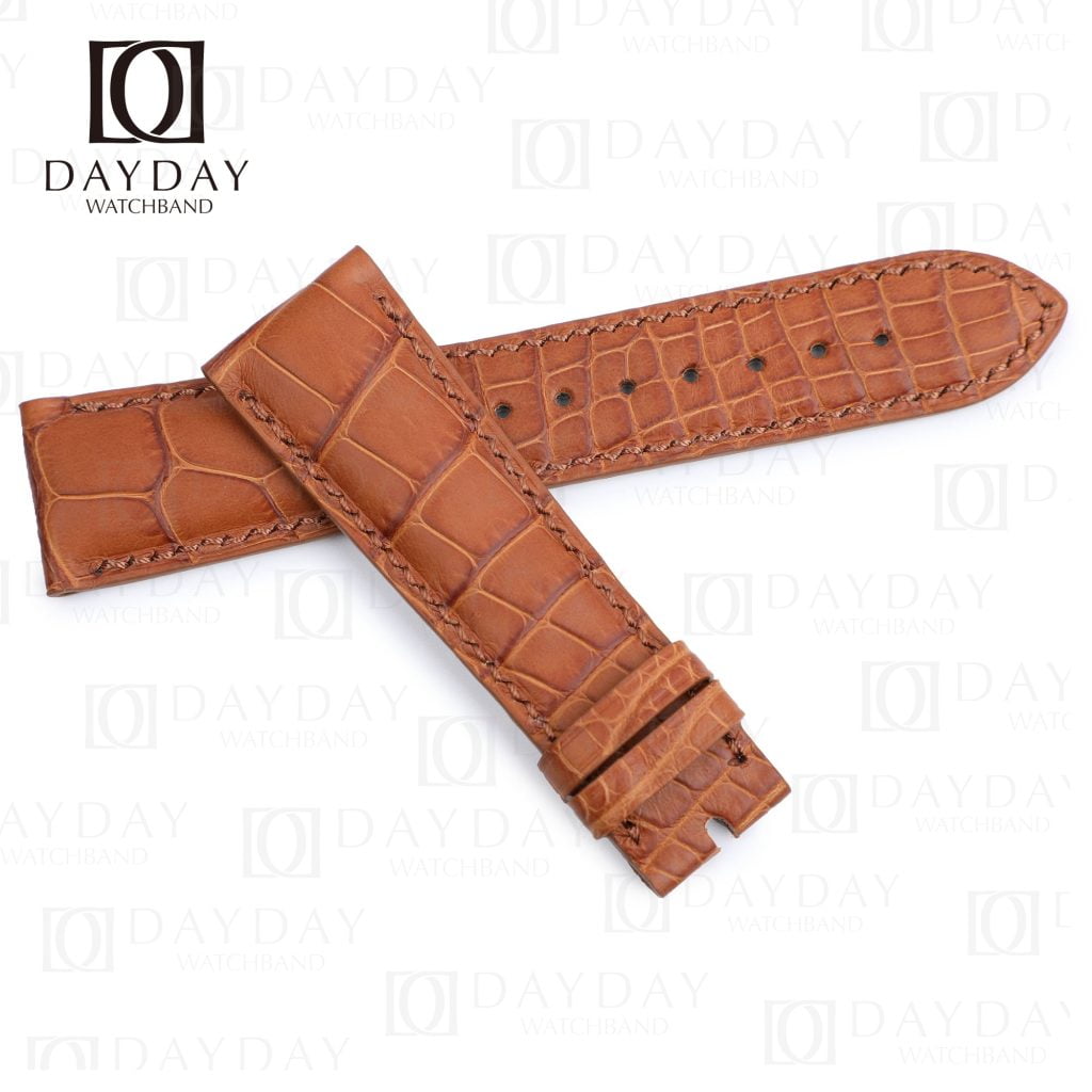 Free Personalized Brown genuine crocodile straps band pin buckle for Chopard L.U.C 1.96 LU One Time Traveler watch