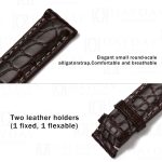 Genuine Brown round-scale bespoke Grand Seiko leather watch strap aftermarket at low price 19mm 22mm
