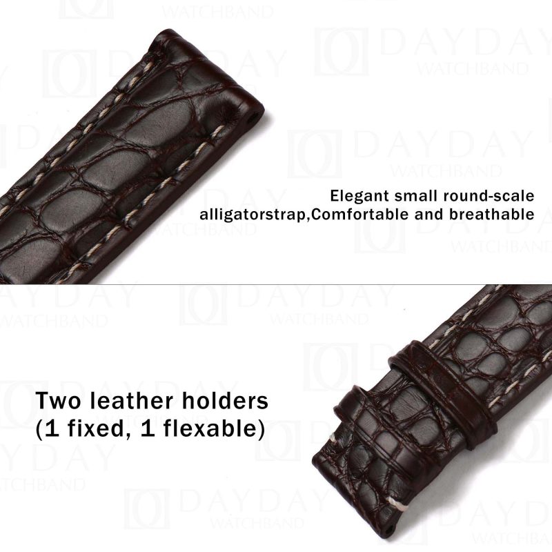 Genuine Brown round-scale bespoke Grand Seiko leather watch strap aftermarket at low price 19mm 22mm