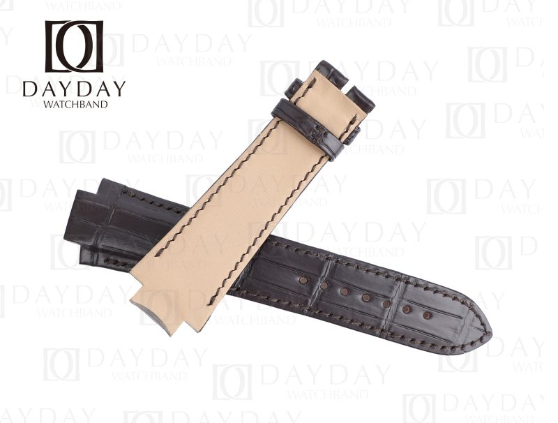 Custom Luxury black brown real alligator GP Girard Perregaux Laureato Genuine crocodile Leather watch Strap for sale