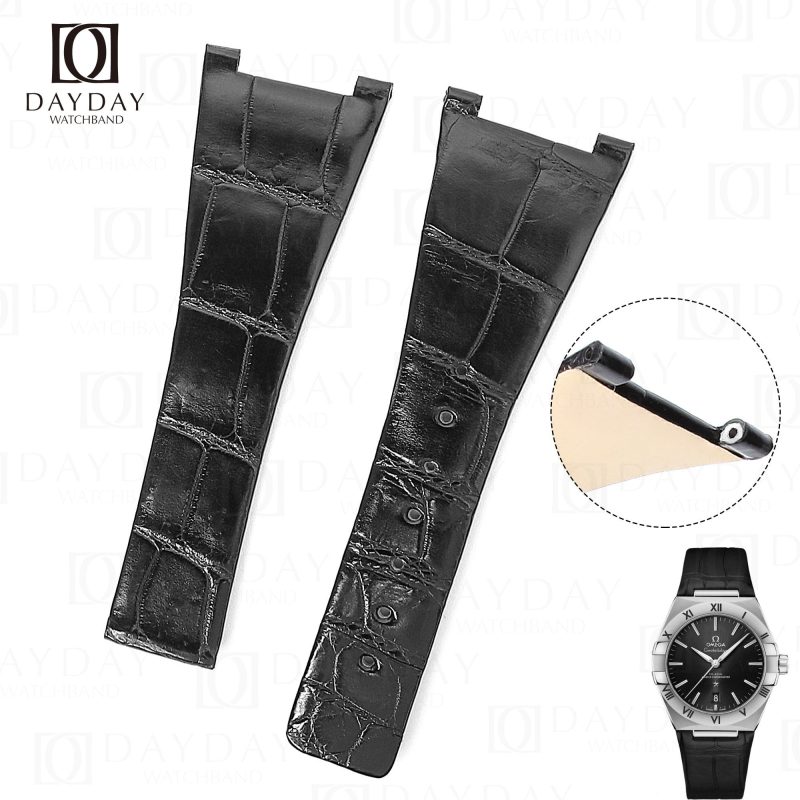 Handcrafted Black alligator Omega Constellation leather strapd for Omega Constellation Co-Axial Master Chronometer