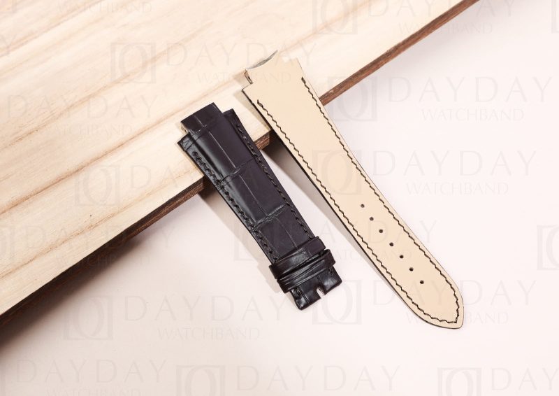 Handmade black Genuine crocodile leather GP Girard Perregaux Laureato watch bands fit for Girard Laureato Evo3 80180 aftermarket for sale
