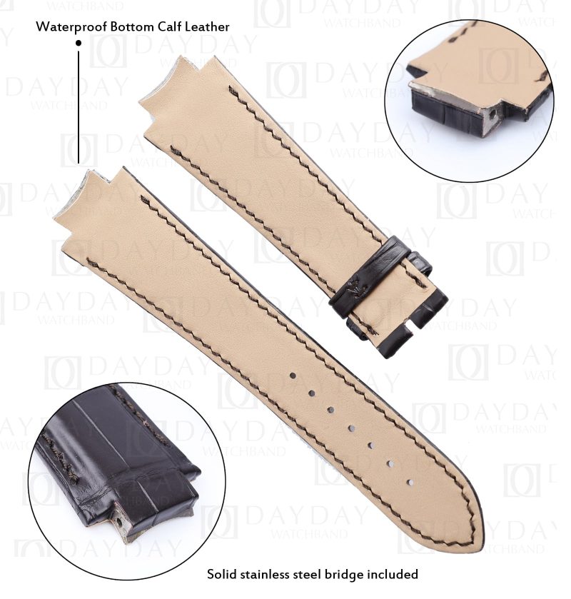 Girard Perregaux Laureato black leather replacement watch strap fit for Girard Laureato Evo3 80180