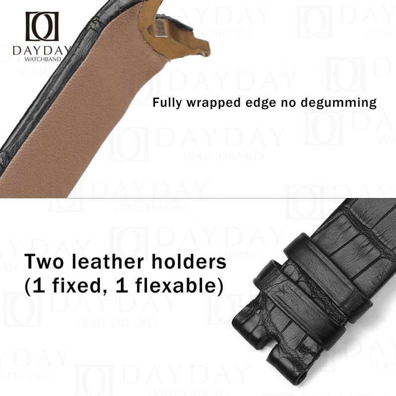 Handcrafted black croco leather Piaget strap for Piaget Limelight Gala, limelight diamond, Twice, G0a42213, G0a41213, G0a41212 high jewelry