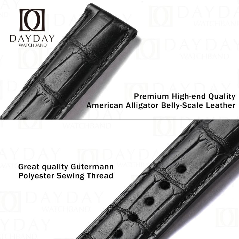 Handcrafted black crocodile leather Montblanc watch leather strap price for Genuine Montblanc Star Legacy
