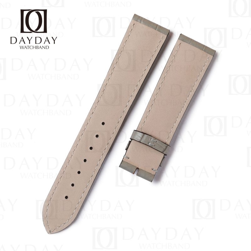 Handcrafted gery crocodile leather bund 16mm 18mm strap for Rolex, Omega, Tudor, Oris, Seiko, Breitling, and more luxury bund watch