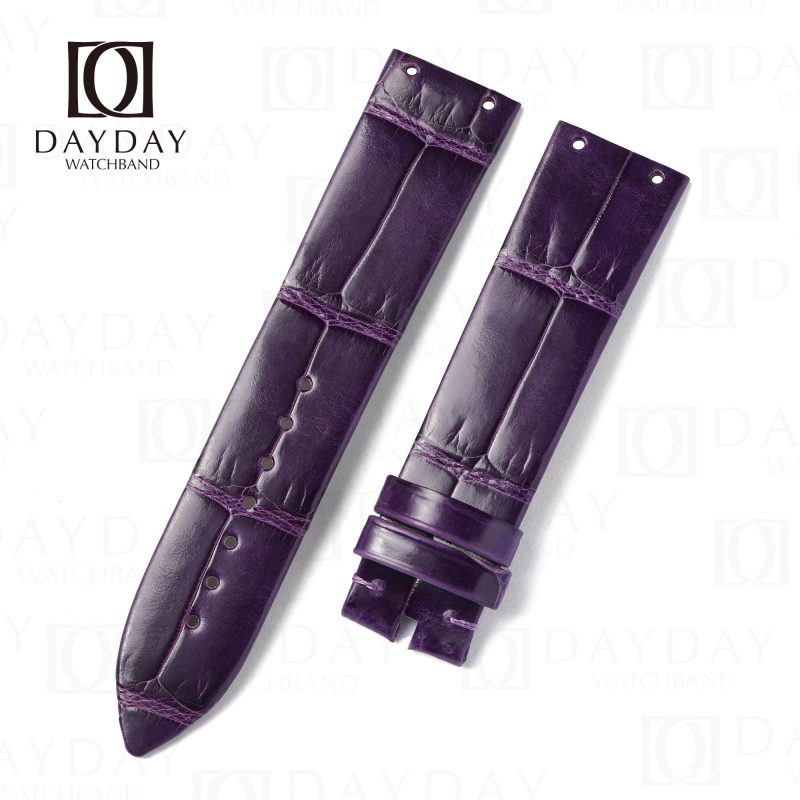 Handcrafted purple croco leather Piaget watch bands for Piaget Limelight Magic Hour watch high jewelry
