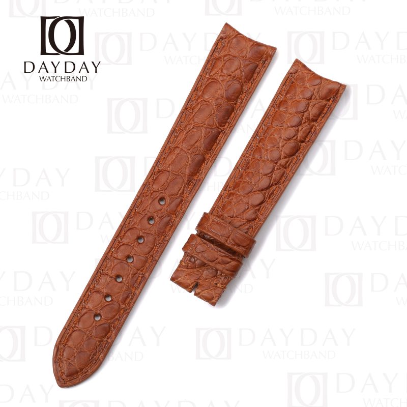 Handmade Cartier real Roun-Scale Brown alligator leather strap replacement for Cartier Ronde & Tank Solo watchbands