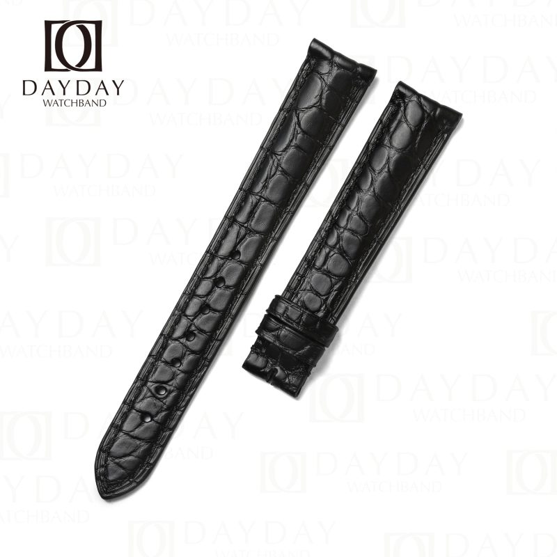 Handmade Cartier real Roun-Scale Black alligator leather strap replacement for Cartier Ronde & Tank Solo watch