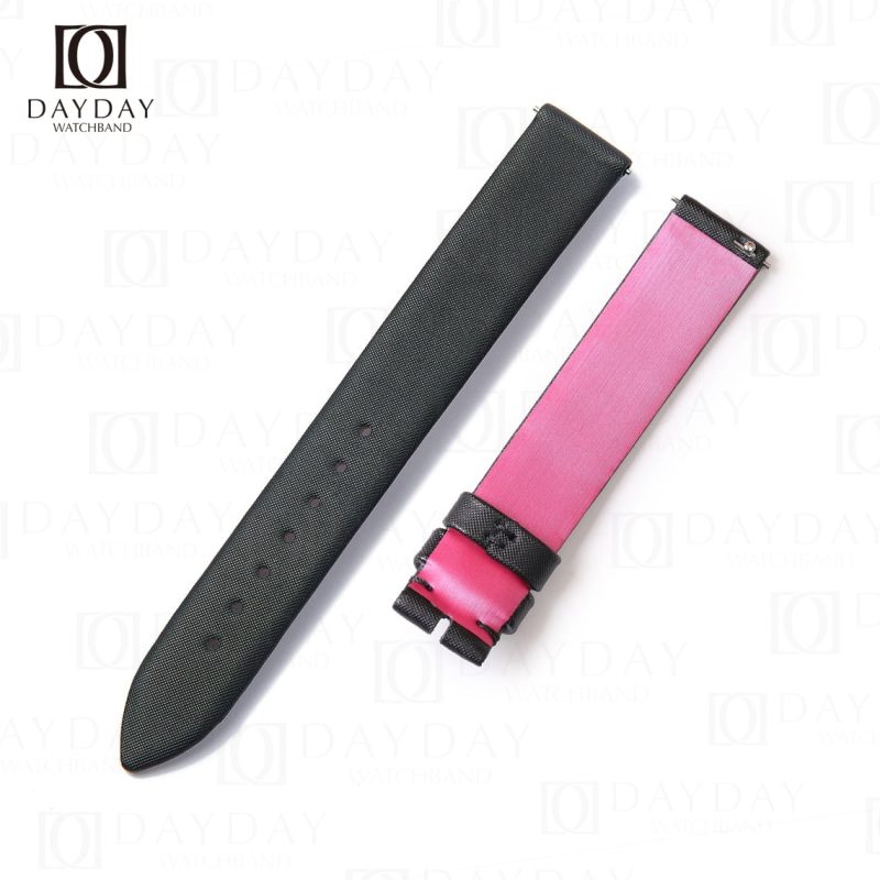 Handmade black Satin with peach lining watch strap for Piaget Possession Women bands (2)