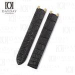 Handmade custom black genuine alligator leather omega deville ladies watch band leather strap for sale