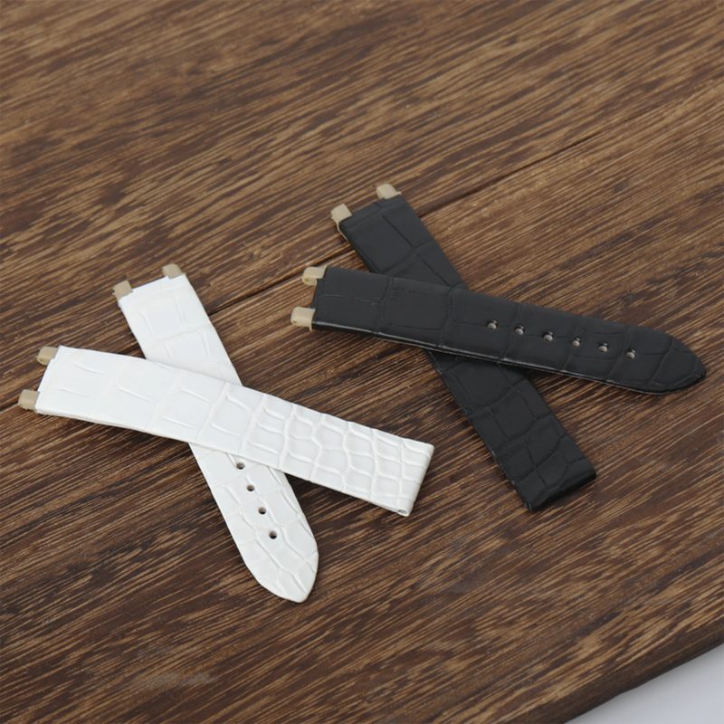 Handmade custom black white genuine alligator leather omega deville ladies watch leather strap for sale