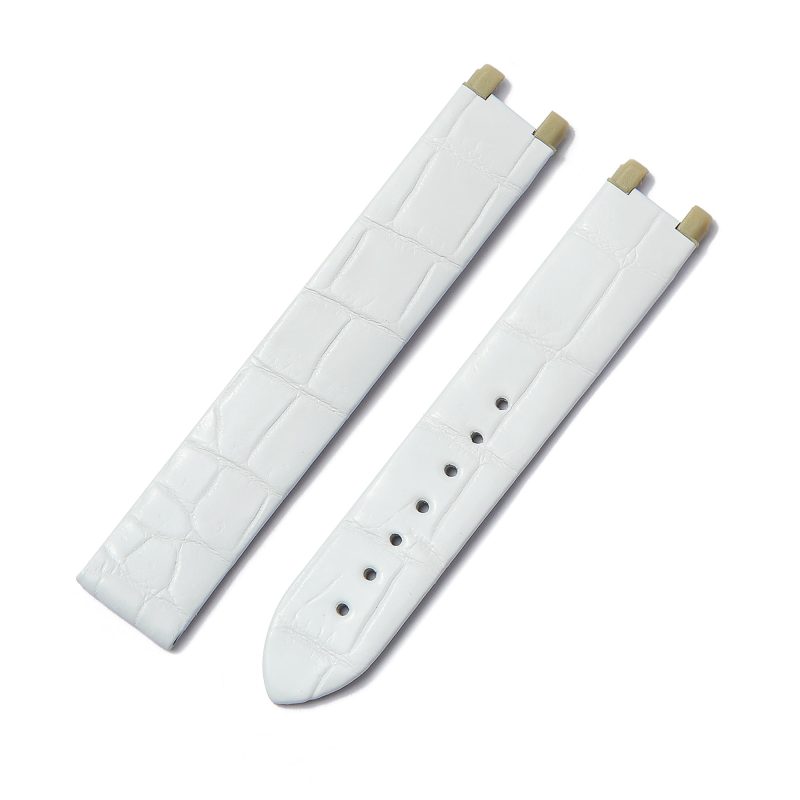 Handmade custom white genuine alligator leather omega deville ladies watch leather strap for sale