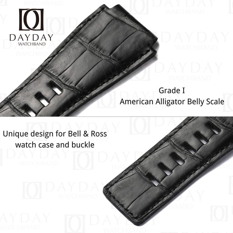 Online custom real alligator leather watch strap for Bell and Ross BR 01 02 03 for sale