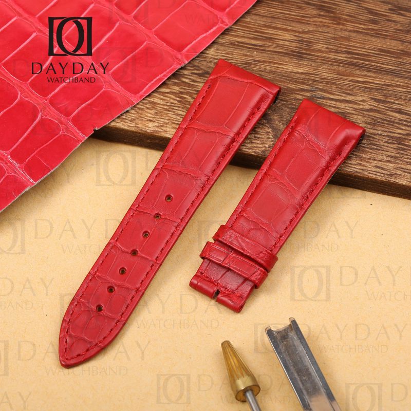 Personalized Red Jaeger Lecoultre alligator leather watch strap 22mm Fit for JLC Reverso Men's watch (1)