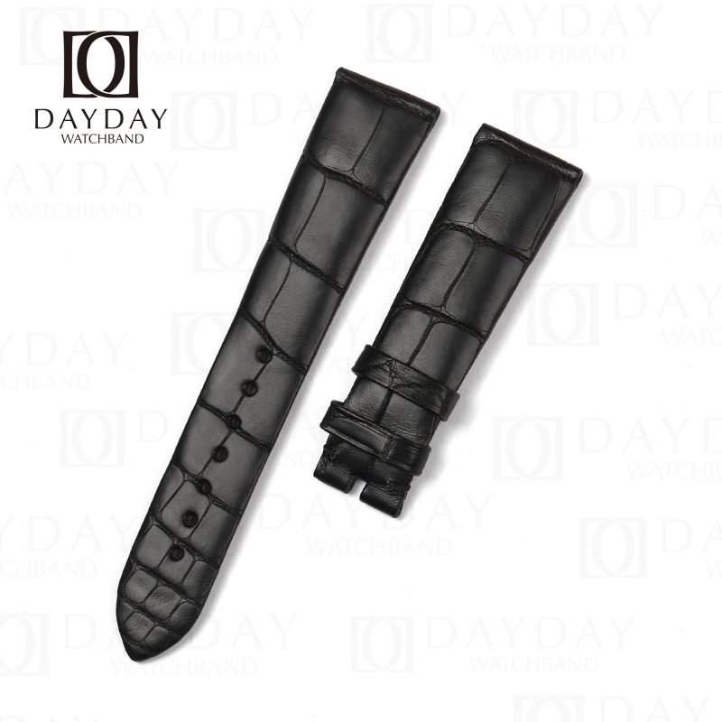 Personalized bespoke black best croco leather Omega Seamaster bracelet replacement 19mm aftermarket for Omega De Ville, Aqua Terra, Planet Ocean watch