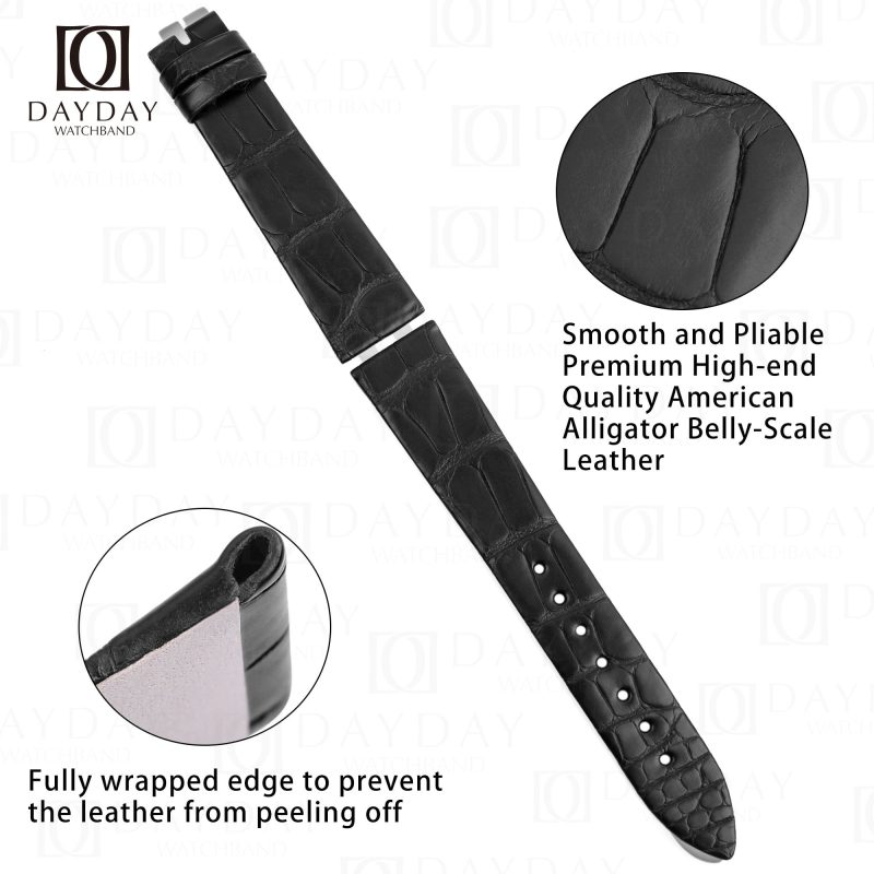 Personalized black alligator custom Piaget watch leather bands quick switch Piaget watch leather strap at low price (2)
