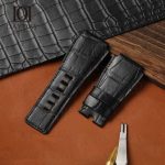 Personalized black crocodile leather Bell and Ross custom replacement aftermarket watch bands 24mm fit for BR 01 02 03