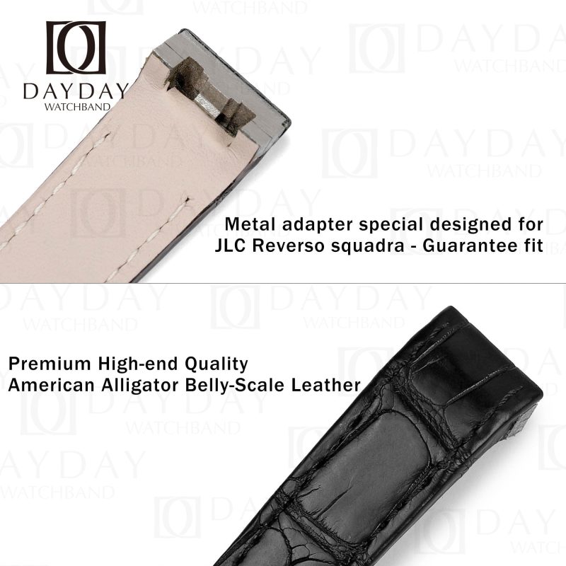 Personalized black leather Jaeger Lecoultre Reverso JLC watch bands for Jaeger LeCoultre Reverso Squadra Q1548420, 1558420 women’s watch