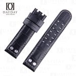 Replacement Black alligator leather Khaki watch strap fit for Hamilton KHAKI Aviation Pilot Pioneer Chrono Quartz H76512733