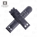 Replacement Black alligator leather Khaki watch strap fit for Hamilton KHAKI Aviation Pilot Pioneer Chrono Quartz H76512733 (2)