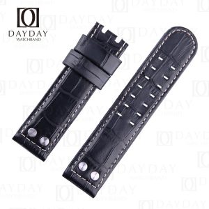 Replacement Black alligator leather Khaki watch strap fit for Hamilton KHAKI Aviation Pilot Pioneer Chrono Quartz H76512733