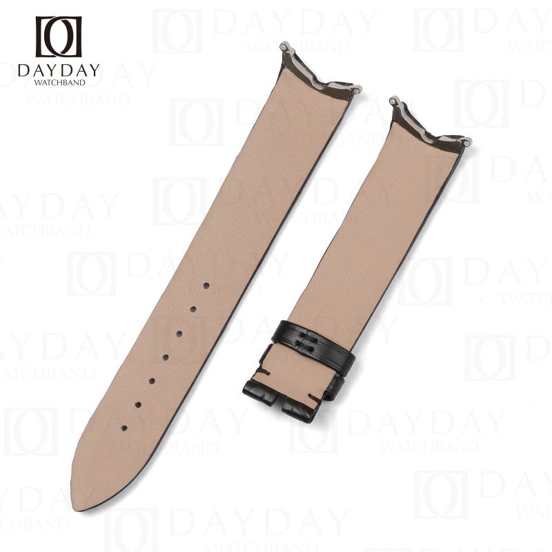 Replacement black genuine crocodile leather Piaget watch leather band for sale