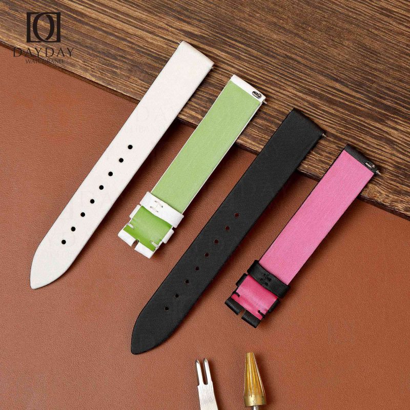 Replacement black white satin leather band for Piaget Possession Women for sale shop online (2)