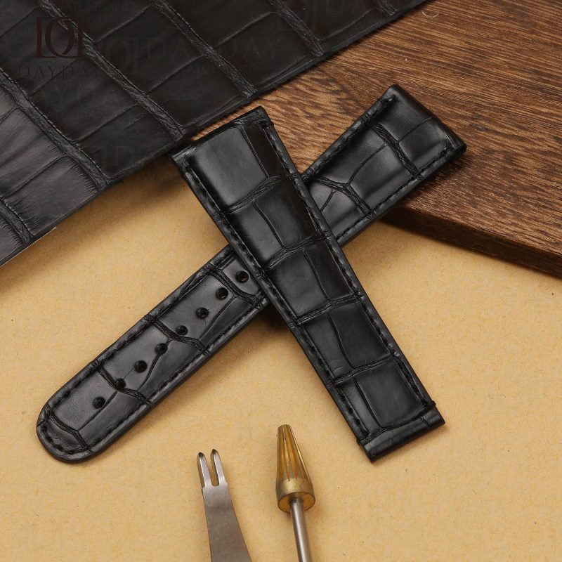 Top quality black croco leather Oris bracelet for Oris Chet Baker watch (2)