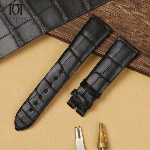 Top quality black real alligator Omega Seamaster strap replacement for Omega De Ville, Aqua Terra, Planet Ocean watch