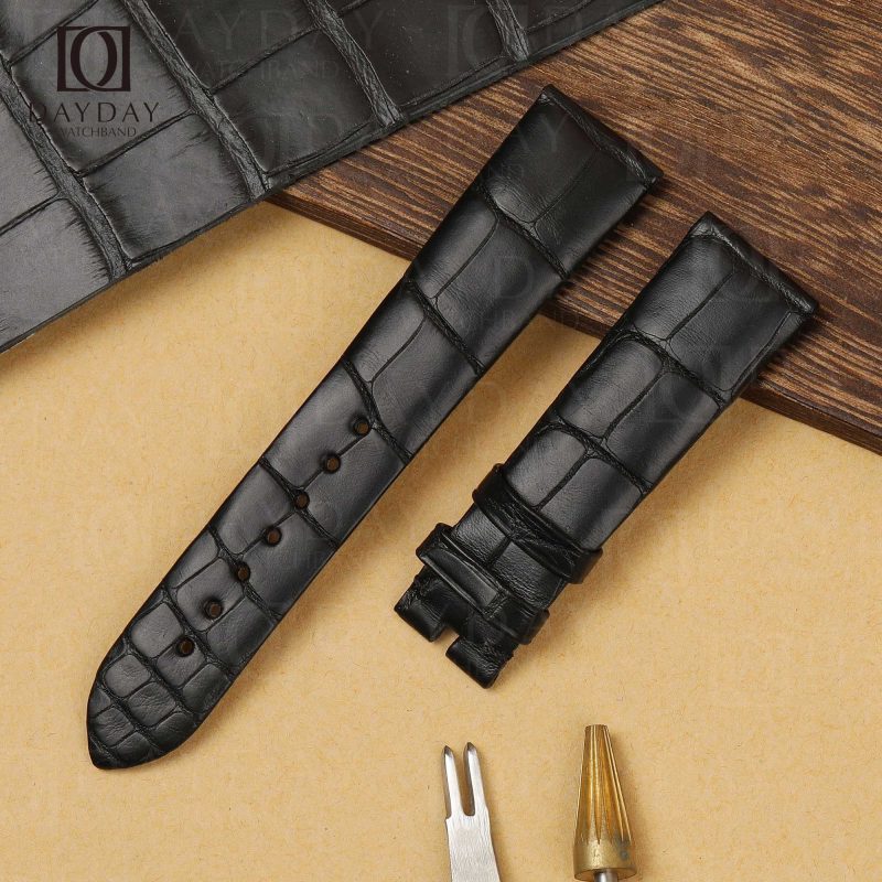 Top quality black real alligator Omega Seamaster strap replacement for Omega De Ville, Aqua Terra, Planet Ocean watch