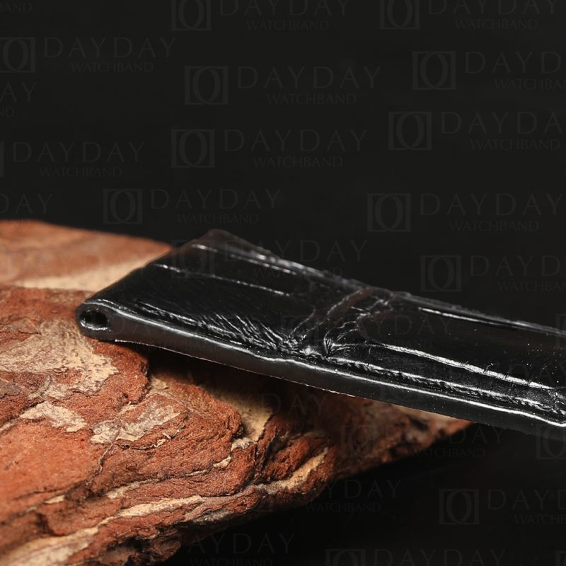 Ultra thin black alligator leather strap replacement for Jarger Lecoultre Master