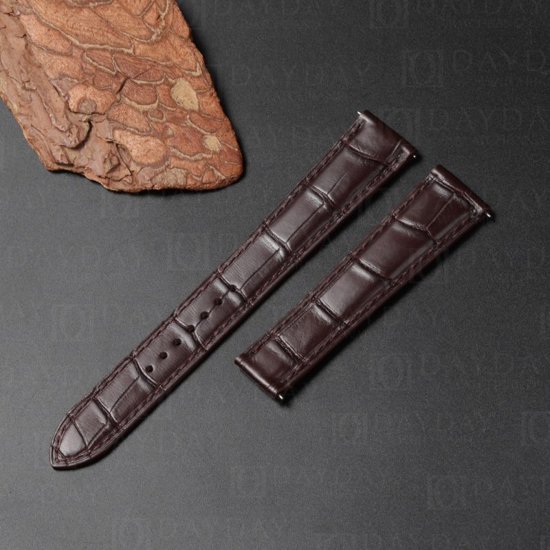 handmade brown alligator leather watch strap ban d replacement for Cartier Tank Must Solo (2)