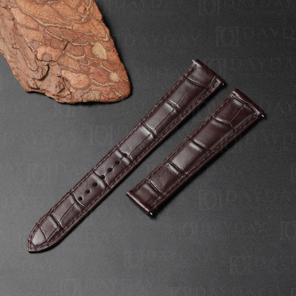 handmade brown alligator leather watch strap ban d replacement for Cartier Tank Must Solo (2)