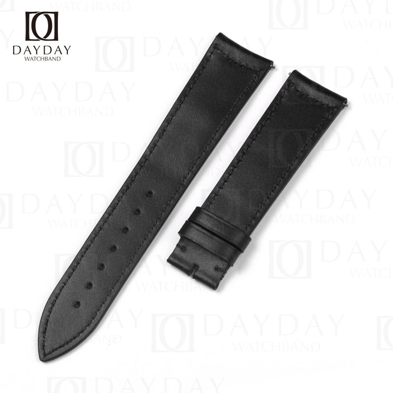 Aftermarket Black calfskin leather strap replacment for Jaeger Lecoultre JLC Master 4018420 watches