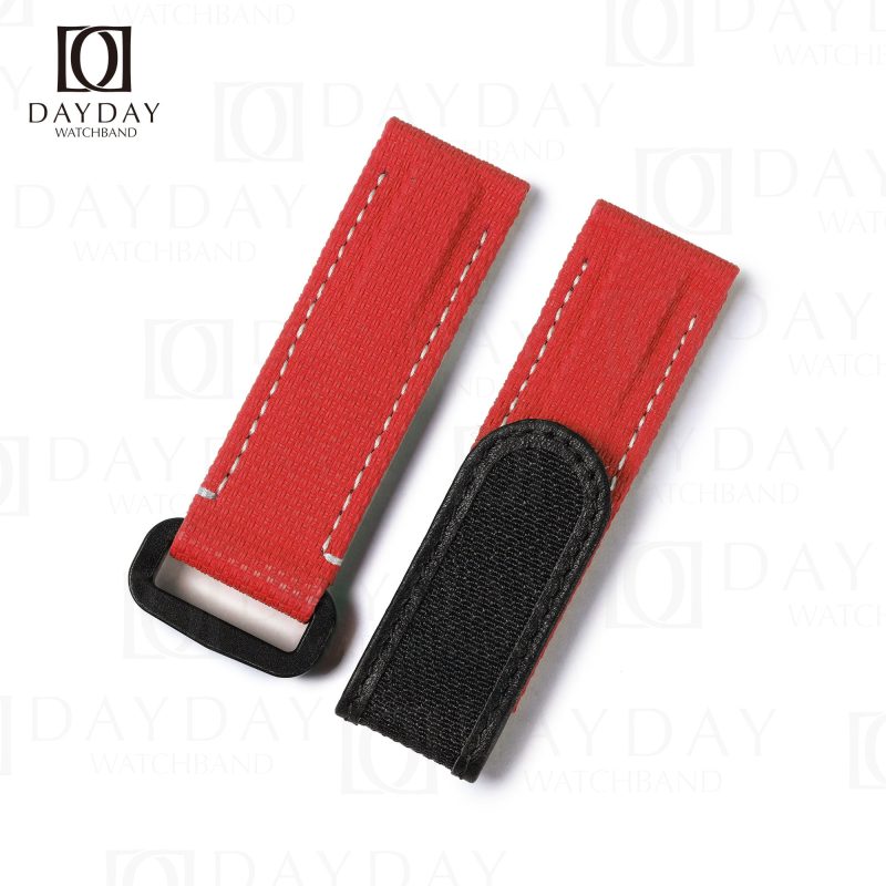 Aftermarket bespoke red Flat end rubber leather watch bracelet replacement for Rolex Omega IWC
