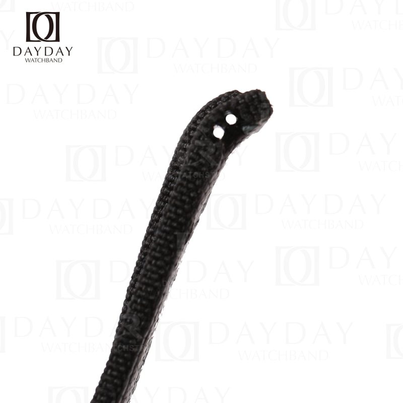 Aftermarket black bespoke Curved end 2 pin holes canvas fabric leather watch bracelet replacement for Rolex DIW Daytona