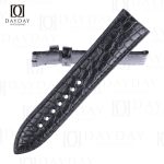Bespoke Black Round-scale genuine crocodile leather Blancpain watch strap replacement for sale