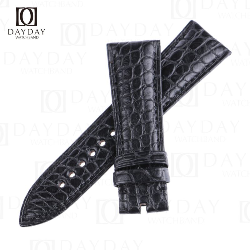 Bespoke Black Round-scale genuine crocodile leather Blancpain watch strap replacement for sale (2)