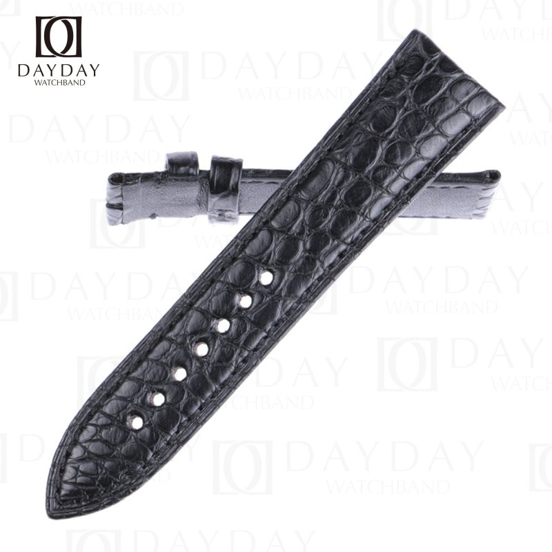 Bespoke Black Round-scale genuine crocodile leather Blancpain watch strap replacement for sale