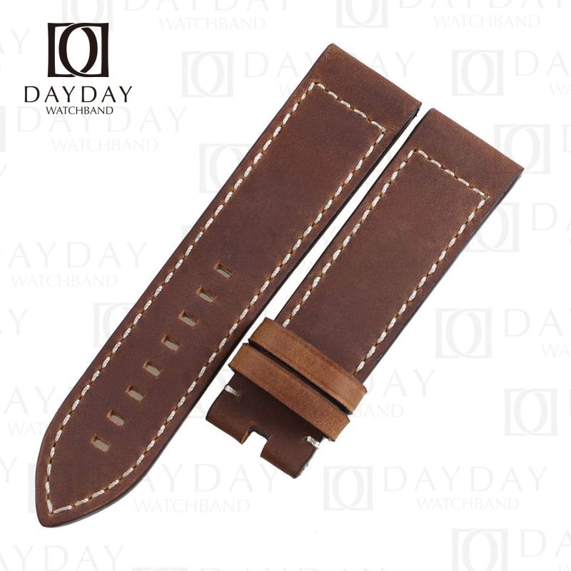 Bespoke custom brown calfskin leather Zenith Big Pilots watch watch strap and bands replacement aftermarket 18mm 16mm