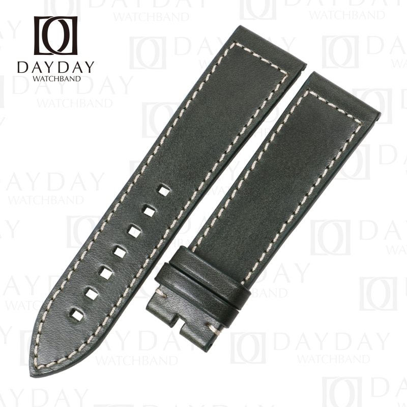 Bespoke custom green calfskin leather Zenith Big Pilots watch watch strap and bands replacement aftermarket 18mm 16mm