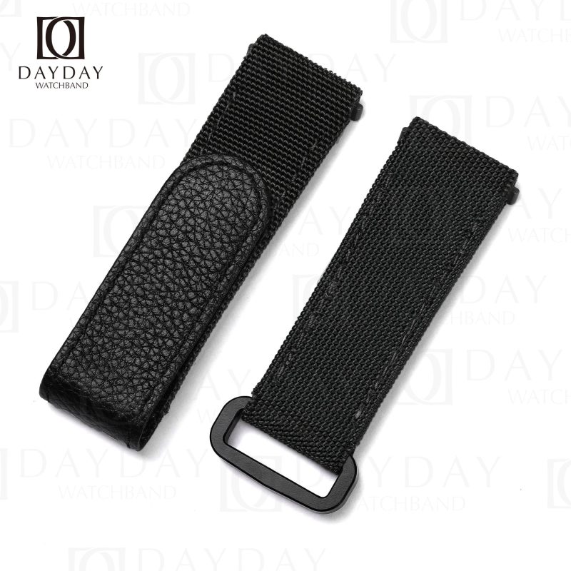 Black Nylon velcro watch bands for Santos de Cartier Small, Medium, Large