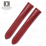 Buy Bespoke custom Red colors lizard leather Cartier Tank leather watch band replacement Single folded buckle