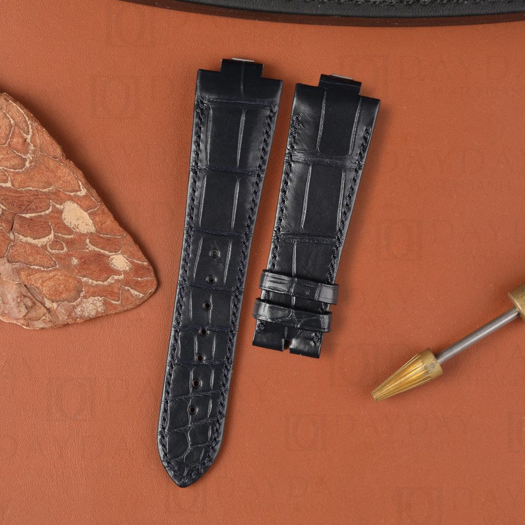 Buy Custom Black best alligator leather watch bands replacement for Ulysse Nardin Marine for sale (1)